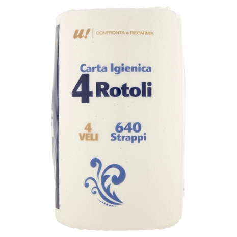 4 Rotoli Carta Igienica 4 Veli U! Confronta e Risparmia